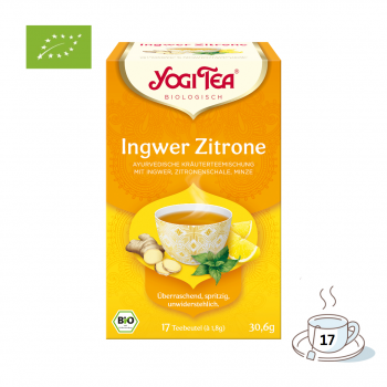 Yogi Tea Bio Ingwer-Zitrone, Kräuterteemischung mit Ingwer, Zitronenschale & Minze, Teebeutel im Kuvert